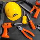 Toddler Tool Set with Electronic Toy Drill, 12 Tool Equipment, Pretend Play Construction Costume with Safety Vest Hat, Toy Tool Box for Kids Boy Girl Age 3-8