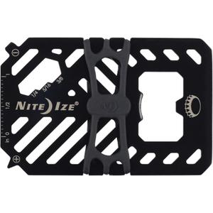 Nite Ize Financial Multi Tool Wallet - Stainless Steel 7-in-1 Multi Tool - Travel Wallet for Men & Women - Bottle Opener, Screwdriver, Rulers & More - Black