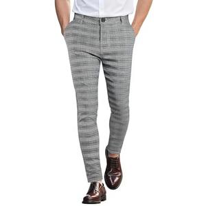 GINGTTO Mens Plaid Dress Pants Stretch Chino Pants Men Slim Fit 32