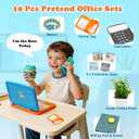 XIAPIA 10 Pcs Pretend Play Home Office Toys, Pretend Play for Toddlers 3-5-7, Pretend Play Sets with Kids Laptop, Pop-Up Calculator, Notebook, Watch, Coffee & Plant, Birthday Gift for 3 4 5 6 7 Year, child-size