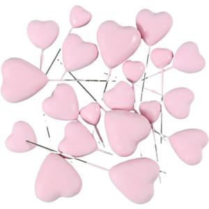 Cake Toppers 20pcs 3D Heart Shape Cake Topper Gold Silver Love Ball Valentine's Day Cupcake Flag Wedding Engagement Decor(B03)