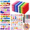 JOICEE 80PCS Cheer Pins Spirit Clips,80 Colored Wooden Clothes Pins 126 Mini Resin Animals Bows Daisy and Stickers Pen 300 Beads Pearls for Backpacks Ribbon Team Classroom Cheer Gifts Bulk (Multicolor)