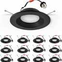 Premium Metal 6-Inch Retrofit LED Recessed Lighting, 12Pack Black | Dimmable, 13.5W 1200LM, 2700K-6000K Adjustable, CRI80