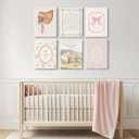 Christian Nursery Wall Art Bible Verse Canvas Wall Decor Pink Vintage Girls Nursery Poster Scripture Floral Bow Print Coquette Room Decor Pictures Jesus Artwork for Bedroom 8x10x6 Inch Wrapped Canvas