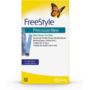 Freestyle Precision Neo Blood Glucose Test Strips, 50 Strips (50 Count (Pack of 1))