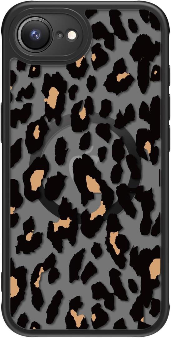 FUNMIKO for iPhone 16e Case Wireless Charging & Military-Grade Protection - Trendy Floral Design for Women Girls, Matte Non-Slip Phone Cover with Shockproof Corners - Leopard Print