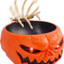 FUNPENY Halloween Candy Bowl, Animated Pumpkin Candy Holder, Lighted Red Eyes and Sound Candy Dish with Motion Activated for Trick-or-Treaters Party