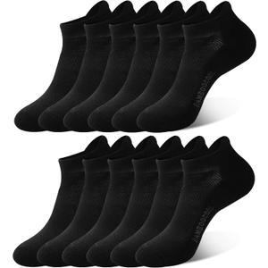 BAMBOO COOL Men's Ankle Socks Athletic Low Cut Cushioned Moisture Wicking, Running Socks Arch Support Breathable, 6 Pack (Large)