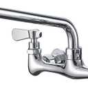 BWE Kitchen Faucet Wall Mount with 12 Inch Swivel Spout 8" Center 2-Handle Commercial Sink Faucet Mixer Tap Polish Chrome Utility Faucet