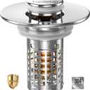 Sink Stopper Hair Catcher, Pop-up Sink Drain Strainer with Removable Stainless Steel Strainer Basket Hair Catcher, Bathroom Sink Strainer for Bathroom Sink Stopper (1PCS)