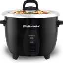 Elite Gourmet ERC2010B Electric Rice Cooker with Stainless Steel Inner Pot Makes Soups, Stews, Porridge's, Grains and Cereals, 10 cups cooked (5 Cups uncooked), Black (10 Cups Cooked, Stainless Steel)