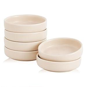 Swuut Ceramic Soy Sauce Dish, 3.5 Inch Dipping Bowls Side Dishes Set of 6, Small Appetizer Pinch Dip Bowls for Condiments, Sushi, Ketchup, BBQ (Nude)