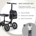 Knee Scooter, 350lbs Capacity, 13" Big PU Seat, Disc Brake Knee Walker, All Terrain Foldable Knee Scooter Walker with Bag for Foot Injuries Compact Crutches Alternative (Black)