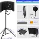 Dmsky Microphone Isolation Shield with Pop Filter & Tripod Stand, Foldable Mic Shield with Triple Sound Insulation, High Density Mic Sound Shield for Recording Studio, Podcasts, Singing, Broadcasting