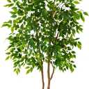 Warmplants Artificial Ficus Tree, 6ft Tall Fake Ficus Tree with Basket, Faux Plant for Indoor Outdoor Home Livingroom Office Garden Porch Dcor