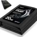 HIRALIY 20 Mil Heavy Duty Waterproof Tarp, 6.5x7ft Black Tarpaulin with Reinforced Webbing Loops, Multipurpose Oxford Fabric Tarp for Firewood, Roof, Camping, Pool