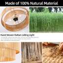 20" Boho Semi Flush Mount Ceiling Light Rattan Light Fixture