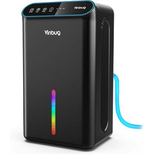 Dehumidifier for Home (98 OZ, 1000 sq ft), Small Quiet Dehumidifiers with Drain Hose, Auto Shut-Off, Sleep Mode, 3 Timer Modes, for Bedroom, Bathroom, Basement (CT6-Light Black)