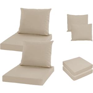 Oslimea Patio Cushion Covers Replacement Set of 2, Water UV Resistant Outdoor Cushion Slipcovers with Zipper Chair Seat Cushion Covers for Outdoor Furniture (22 x 18.5 Inch, 22 x 22 x 3 Inch, Tan)