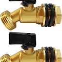 Brass Water Container Rain Barrel Faucets Spigot 1/2" Male Thread Inlet to 3/4"GHT Male Thread Outlet with Quarter Turn Ball Valve Include Bulkhead Fitting and Washers 2PCS