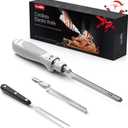 New Upgrade Cordless Electric Knife, Serrated Blade Knife for Turkey, Meat Slicing, Fillet, Bread, Ergonomic Design Cutting Knifes with Comfortable Contoured Grip, USB-C Rechargeable, Easy-Slice,White