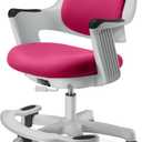 Kids Desk Chair, Ergonomic Design Desk Chair with Footrest, Height Adjustable Seat, Comfy Comfortable Cushion Computer Task Chair, Smooth Rolling Wheels for Student and Children, Rosie Pink