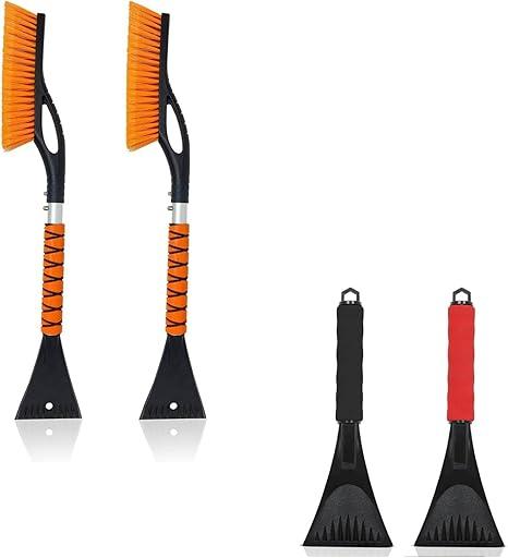 EcoNour 27" Car Snow Brush and Ice Scraper (2 Pack) | Aluminum Snow Scraper for Cars with Ergonomic Foam Grip | Scratch-Free Windshield Ice Scraper and Snow Remover for Cars and SUVs