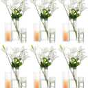 Hewory Glass Cylinder Ribbed Vases Set of 18, Tall Clear Vase for Centerpieces, Hurricane Candle Holders for Pillar or Floating Candles, Round Vases for Wedding Anniversary Events Home Table Decor