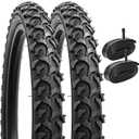 YUNSCM 2-PCS 16" Mountain Bike Tires 16x1.95/53-305 and 16" Heavy Duty Bike Tubes Schrader Valve Compatible with Off Road Bike 16x1.90 16 x 1.95 16x2.0 Bicycle Tires and Tubes (Y-1108)