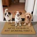 Funny Coir Door Mat, Hold On We're Probably Not Wearing Pants Welcome Mats for Front Door, Funny Coir Doormat Rug for Porch Entryway Home Decor 17x30inches