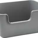 Extra Large Cat Litter Box High-Sided Plastic Litter Box for Large Cats, Jumbo Open Kitty Litter Tray Gray