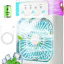 Portable Air Conditioners, 2000mAh Rechargeable Mini Air Cooler Fans, 500ML Personal Portable AC Unit with 3 Speed, 2 Spray, 7 Color, 3 Timer, Small Desktop Cooling Fan for Bedroom Office (White)