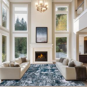 10x14 Area Rugs for Living Room Washable Dining Room Navy Grey
Modern Abstract, Non-Slip Backing, Soft, Low-Pile, Foldable, Water Repellent, Pet Proof, Non-Shedding, Indoor