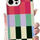 NITITOP Compatible with iPhone 15 Pro Max Case Cute Checkerboard Large Plaid Block for Women Men Girls Durable Slim Soft TPU Shockproof Full Camera Protective Cover - Colorful 2Pack