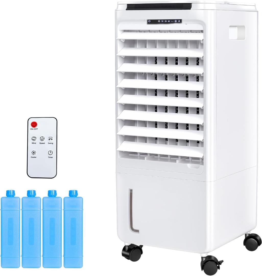 CAYNEL Portable Air Conditioners,Evaporative Air Cooler w/7H Timer for Auto-Off,4 Modes & 3 Speeds,1.85-Gal Tank Windowless Air Conditioner,Swamp Cooler Air Conditioner for Room Bedroom Outdoor Indoor, White 