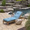 Arden Outdoor Plush Modern Tufted Chaise Cushion, 76 x 22, Tufted Cushion for Chaise Lounger, Amalfi Blue Tile