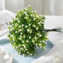 40 PCS Little Artificial Flowers Vase Filler - Baby's Breath Stems Faux Florals Greenery with White Buds for Table Centerpieces Tablescapes Spring Summer Decor