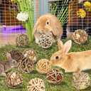 Bunny Chew Grass Balls, Rolling Chew Toys for Small Animals, Improving Dental Health, Natural Chew Grass Toys for Rabbits, Guinea Pigs, Chinchillas, Hamsters, Mice (16 Pcs)