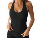 Darong Womens Workout Tank Tops V Neck Backless Going Out Ribbed Camisole 2026 Trendy Sleeveless Summer Top 9239 Black S