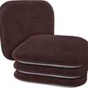 Brown Kitchen Dining Chairs Cushions Set of 4 Non Slip Foam Patio Seat Cushions Washable Soft Thick Pads Large Wooden Metal Tapered Chair Cushions, 17" x 15"