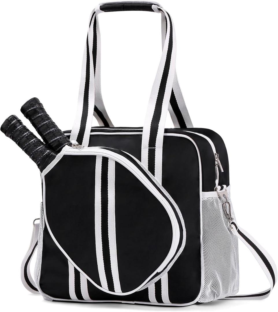 Pickleball Bag, Pickleball Tote Bag with Zipper & Adjustable Shoulder Strap