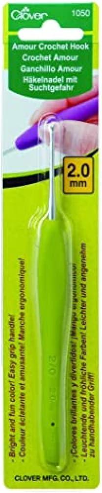 Clover CL1050 Amour Crochet Hook: 2.0mm, Metal, 2mm, Green