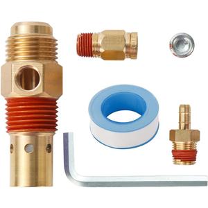 4PC Air Compressor Replacement Parts Brass G1/2" flare x 1/2 Inch MNPT Compressor in Tank Check Valve Kit with Three Different Unloader Tube Fittings 20 SCFM