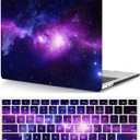 Compatible with New MacBook Air 15 inch Case with Liquid Retina Display and Touch ID 2023 Release Model A2941 M2, Plastic Protective Matt Durable Hard Shell Case Cover & Keyboard Cover, Purple Galaxy