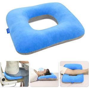 AOSSA Donut Pillow Seat Cushion for Tailbone Pain Bedsore Pressure Relief Pillow, Hemorrhoid Butt Pillow for Sitting, Medical Post Hip Surgery Cushion, Pregnancy, Pressure Sores Doughnut Pillow (Blue/Grey)