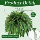 2pcs 48in 88 Blades Artificial Boston Ferns for Outdoors Large, UV Resistant Faux Outdoor Plants,Weatherproof Fake Ferns Plants Outdoor Indoor for Garden Porch Patio Home Decor