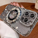 Magnetic Kickstand Case for iPhone 16 Pro Max with Glitter Lens Protector, Compatible with Magsafe, Luxury Bling Diamond Cover Glitter Rhinestone Phone Case Women (Silver, for iPhone 16 Pro Max 6.9")
