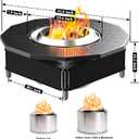 Fire Pit Surround Tabletop Use for Solo Stove Bonfire Ranger Yukon 2.0, Adjustable Surround Tabletop for Solo Stove Mesa with UV-Resistant Outdoor Fabric, Metal Black for Indoor Outdoor Use