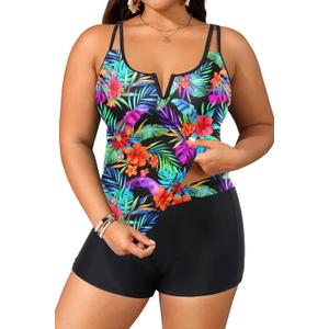 Daci Women's Plus Size Tankini Swimsuit - Two Piece Bathing Suit with Shorts Tummy Control Swimwear with V-Wire 2025