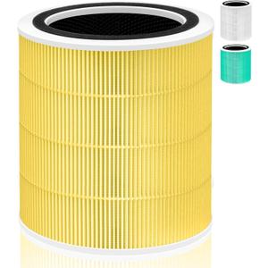 Core 400S Pet Allergy Replacement Filter for LEVOIT Core 400S and Core400S-P/Core 400S-rf Air Purifier,3-in-1 True H13 HEPA Activated Carbon Pre-Filter,Core400S-RF-PA (LRF-C401-YUS),1 Pack,Yellow